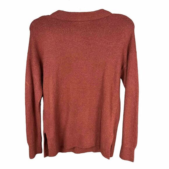 Madewell Bartlett V Neck Pullover Sweater Wool Blend Burnished Orange XS - Picture 4 of 14